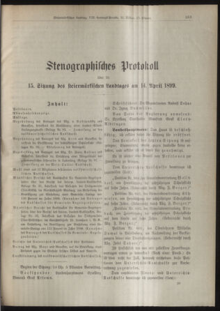 Stenographische Protokolle über die Sitzungen des Steiermärkischen Landtages 18990414 Seite: 1