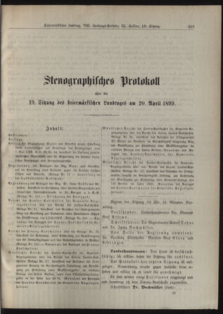 Stenographische Protokolle über die Sitzungen des Steiermärkischen Landtages 18990420 Seite: 1