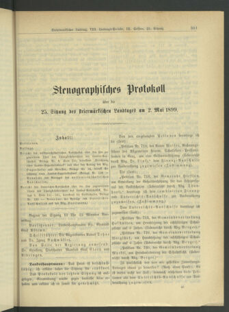 Stenographische Protokolle über die Sitzungen des Steiermärkischen Landtages 18990502 Seite: 1