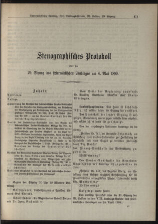 Stenographische Protokolle über die Sitzungen des Steiermärkischen Landtages 18990506 Seite: 1