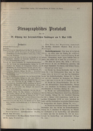 Stenographische Protokolle über die Sitzungen des Steiermärkischen Landtages 18990509 Seite: 1