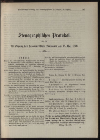 Stenographische Protokolle über die Sitzungen des Steiermärkischen Landtages