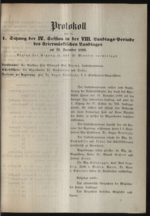 Stenographische Protokolle über die Sitzungen des Steiermärkischen Landtages 18991229 Seite: 1