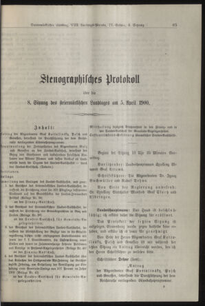 Stenographische Protokolle über die Sitzungen des Steiermärkischen Landtages 19000405 Seite: 1