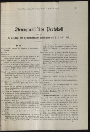 Stenographische Protokolle über die Sitzungen des Steiermärkischen Landtages 19000407 Seite: 1