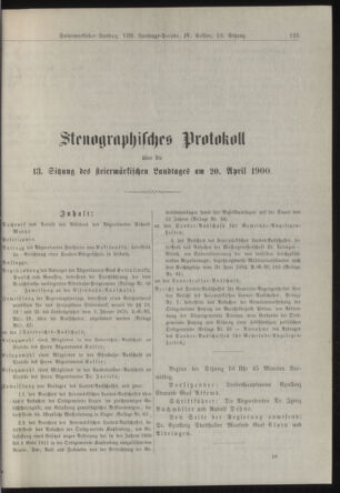 Stenographische Protokolle über die Sitzungen des Steiermärkischen Landtages