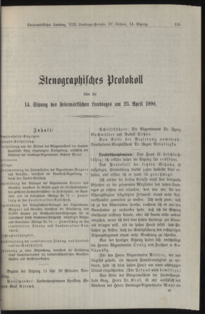 Stenographische Protokolle über die Sitzungen des Steiermärkischen Landtages 19000423 Seite: 1