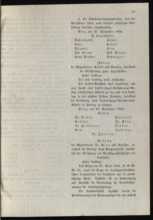 Stenographische Protokolle über die Sitzungen des Steiermärkischen Landtages 19040926 Seite: 15