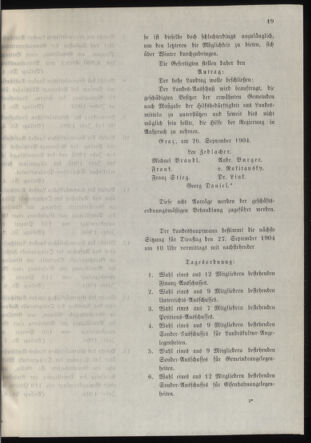 Stenographische Protokolle über die Sitzungen des Steiermärkischen Landtages 19040926 Seite: 19