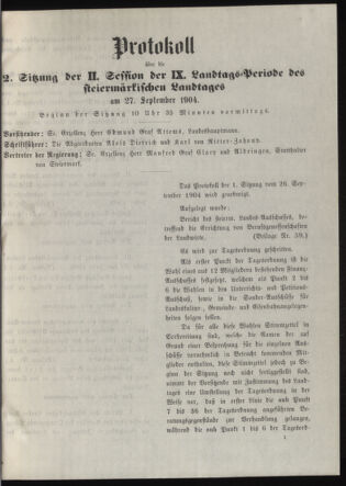 Stenographische Protokolle über die Sitzungen des Steiermärkischen Landtages 19040927 Seite: 21