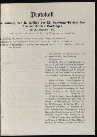 Stenographische Protokolle über die Sitzungen des Steiermärkischen Landtages 19040928 Seite: 11