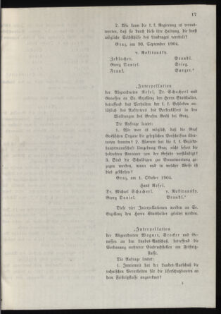 Stenographische Protokolle über die Sitzungen des Steiermärkischen Landtages 19041001 Seite: 33