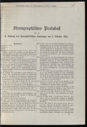 Stenographische Protokolle über die Sitzungen des Steiermärkischen Landtages 19041005 Seite: 1