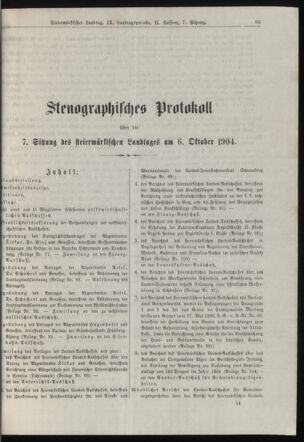 Stenographische Protokolle über die Sitzungen des Steiermärkischen Landtages