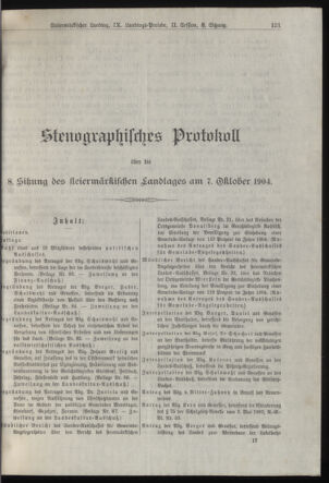 Stenographische Protokolle über die Sitzungen des Steiermärkischen Landtages