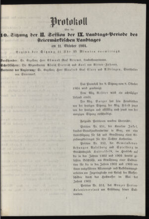 Stenographische Protokolle über die Sitzungen des Steiermärkischen Landtages 19041011 Seite: 19