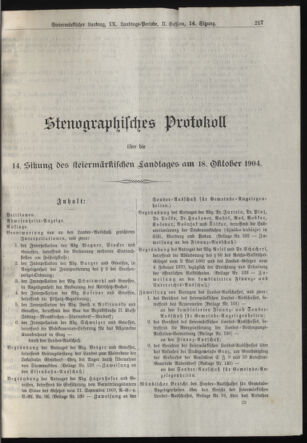 Stenographische Protokolle über die Sitzungen des Steiermärkischen Landtages 19041018 Seite: 1