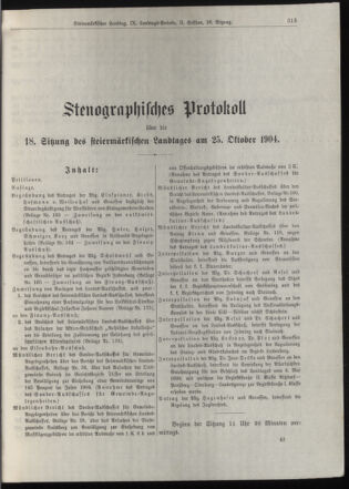 Stenographische Protokolle über die Sitzungen des Steiermärkischen Landtages