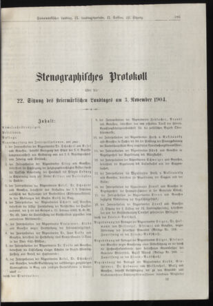 Stenographische Protokolle über die Sitzungen des Steiermärkischen Landtages 19041103 Seite: 1