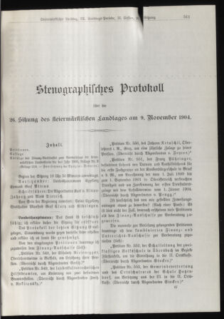 Stenographische Protokolle über die Sitzungen des Steiermärkischen Landtages 19041109 Seite: 1