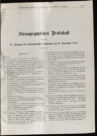 Stenographische Protokolle über die Sitzungen des Steiermärkischen Landtages 19041110 Seite: 1