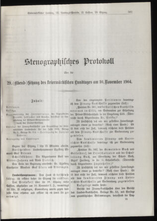 Stenographische Protokolle über die Sitzungen des Steiermärkischen Landtages 19041110 Seite: 19