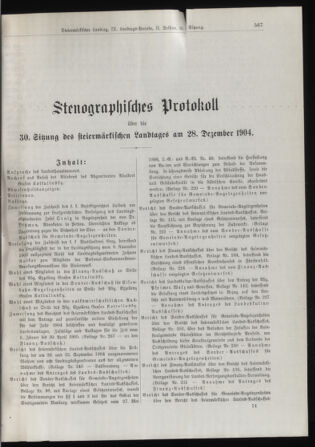 Stenographische Protokolle über die Sitzungen des Steiermärkischen Landtages 19041228 Seite: 1