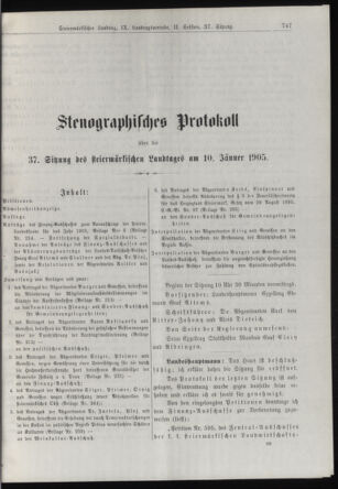 Stenographische Protokolle über die Sitzungen des Steiermärkischen Landtages 19050110 Seite: 1