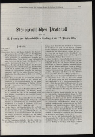 Stenographische Protokolle über die Sitzungen des Steiermärkischen Landtages 19050112 Seite: 1