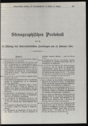 Stenographische Protokolle über die Sitzungen des Steiermärkischen Landtages 19050113 Seite: 1