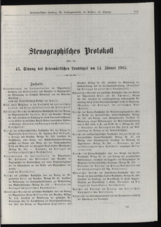 Stenographische Protokolle über die Sitzungen des Steiermärkischen Landtages 19050114 Seite: 1