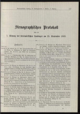 Stenographische Protokolle über die Sitzungen des Steiermärkischen Landtages 19090928 Seite: 1