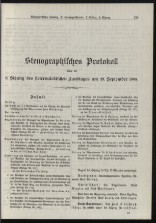 Stenographische Protokolle über die Sitzungen des Steiermärkischen Landtages 19090929 Seite: 1