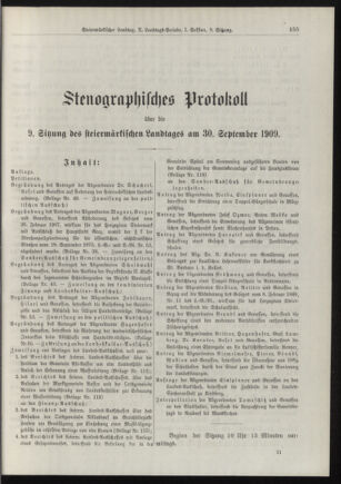 Stenographische Protokolle über die Sitzungen des Steiermärkischen Landtages 19090930 Seite: 1