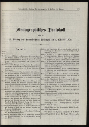 Stenographische Protokolle über die Sitzungen des Steiermärkischen Landtages 19091001 Seite: 1