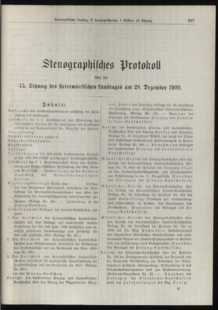 Stenographische Protokolle über die Sitzungen des Steiermärkischen Landtages 19091228 Seite: 1