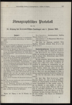 Stenographische Protokolle über die Sitzungen des Steiermärkischen Landtages 19100104 Seite: 1