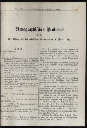 Stenographische Protokolle über die Sitzungen des Steiermärkischen Landtages 19100105 Seite: 1