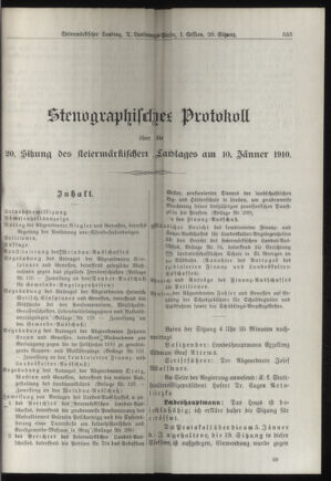 Stenographische Protokolle über die Sitzungen des Steiermärkischen Landtages