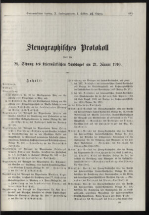 Stenographische Protokolle über die Sitzungen des Steiermärkischen Landtages