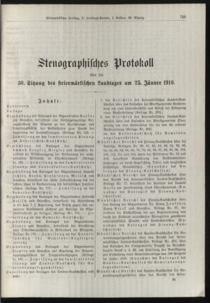 Stenographische Protokolle über die Sitzungen des Steiermärkischen Landtages 19100125 Seite: 1