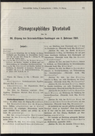 Stenographische Protokolle über die Sitzungen des Steiermärkischen Landtages 19100203 Seite: 1