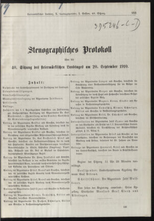 Stenographische Protokolle über die Sitzungen des Steiermärkischen Landtages