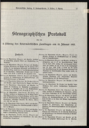 Stenographische Protokolle über die Sitzungen des Steiermärkischen Landtages