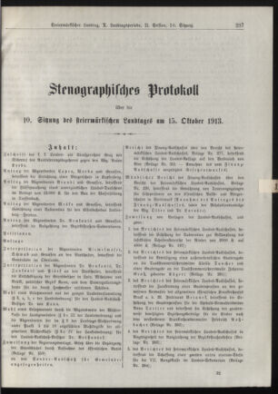 Stenographische Protokolle über die Sitzungen des Steiermärkischen Landtages 19131015 Seite: 1