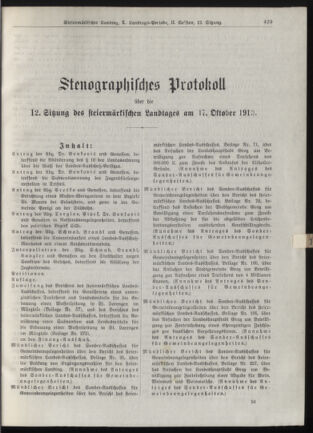 Stenographische Protokolle über die Sitzungen des Steiermärkischen Landtages 19131017 Seite: 1