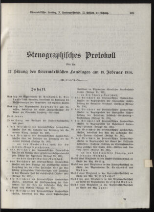 Stenographische Protokolle über die Sitzungen des Steiermärkischen Landtages 19140219 Seite: 1