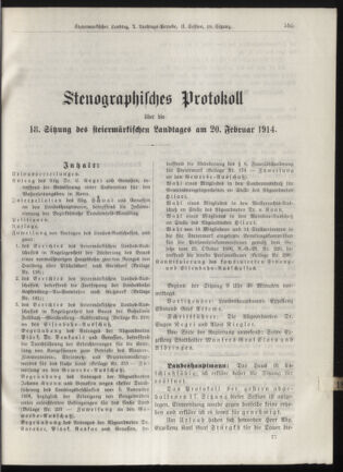 Stenographische Protokolle über die Sitzungen des Steiermärkischen Landtages 19140220 Seite: 1