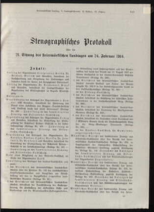 Stenographische Protokolle über die Sitzungen des Steiermärkischen Landtages 19140224 Seite: 1