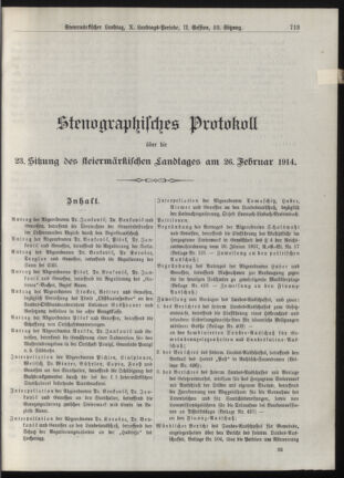 Stenographische Protokolle über die Sitzungen des Steiermärkischen Landtages